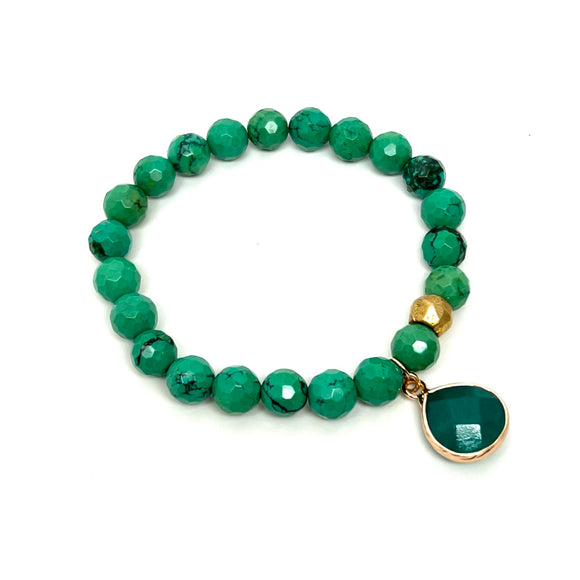 Turquoise Green Bracelet Faceted
