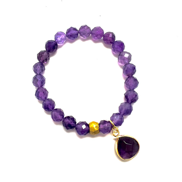 8mm Amethyst Bracelet Faceted