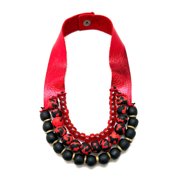 3 Strand Necklace • UGA Stellar Red