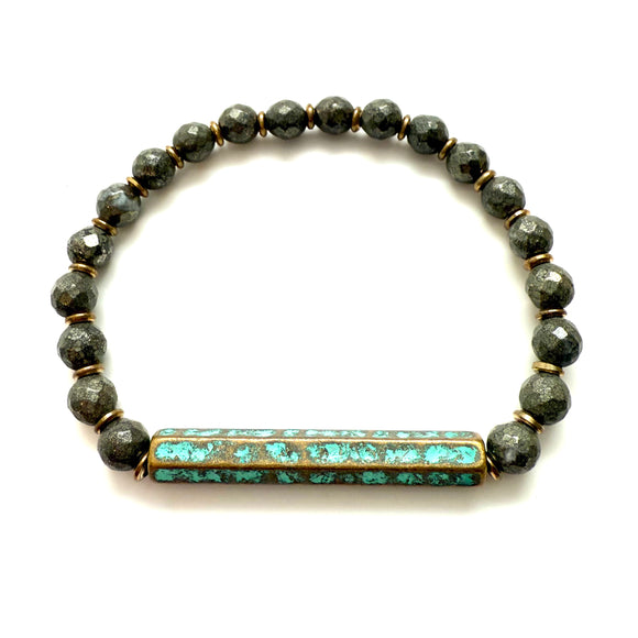 Pyrite & Patina Bracelet small bead