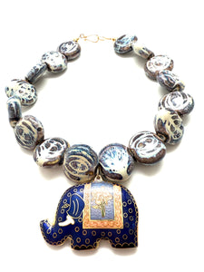 Ocean Burst Cloisonné Elephant Necklace