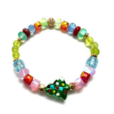 Glass Christmas Tree Bracelet