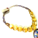 85ct Ametrine & Citrine Necklace with 1970s Antique Cloisonné Butterfly Pendant