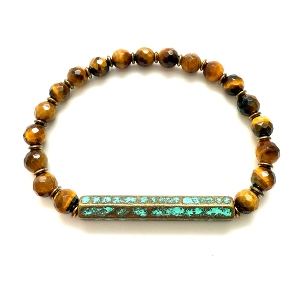 Tiger Eye  & Patina Bracelet