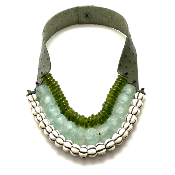 3 Strand Necklace - Green Seafoam