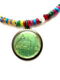 Antique Lisieux Pâte de Verre Medal Necklace with Mixed Gemstones