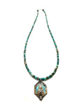 1940s Sterling Enamel Sacred Heart Necklace