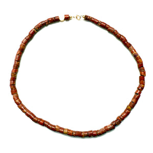 Antique African Glass Bead Choker Necklace - 16” Bauxite