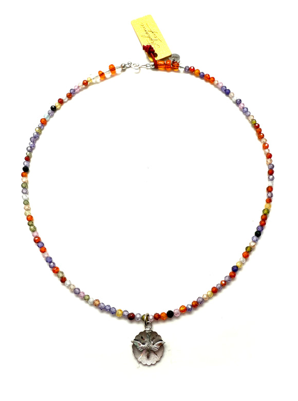 Vintage Catamore Sterling Dove Medal Necklace with Swarovski Crystals