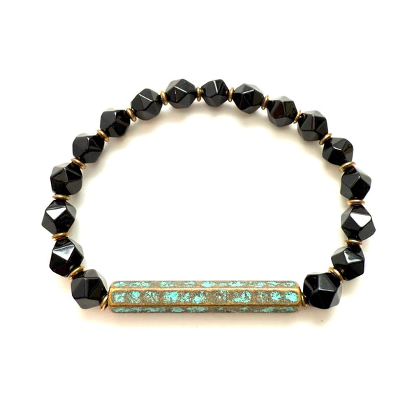 Black Tourmaline & Patina Bracelet