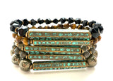 Pyrite & Patina Bracelet Stack SET OF 5