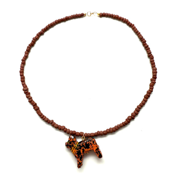 Vintage Speckled Animal Seed Bead Necklace