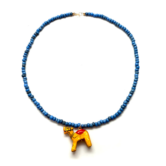 Vintage Hand-Carved Camel Seed Bead Necklace
