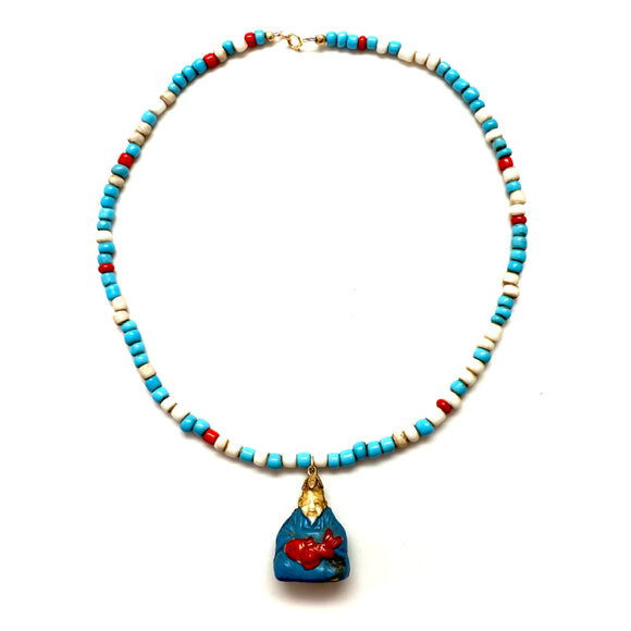 Buddha Fish Antique Seed Bead Choker