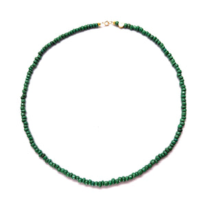 Antique African Glass Bead Choker Necklace - 19” green