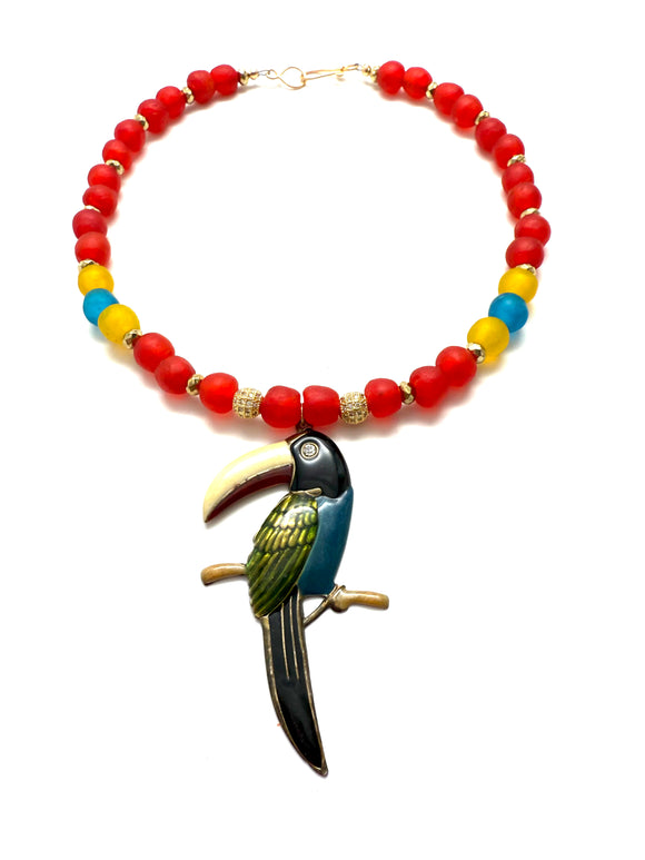 Tropical Flight Toucan Pendant Necklace