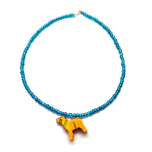 Vintage Hand-Carved Cheetah Seed Bead Necklace