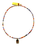 WWII-Era Antique Cloisonné Birdhouse Pendant Necklace with Swarovski Crystals