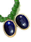 18” Recycled African Glass Necklace with Antique Cloisonné Enameled Egg Pendant
