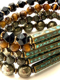 Pyrite & Patina Bracelet Stack SET OF 5