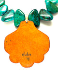 Adjustable 18–19” Chrysocolla Gemstone Necklace with Signed Duba Cloisonné Pendant (1978)