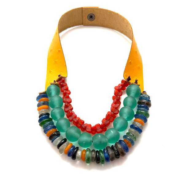 3 Strand Necklace - Yellow Aqua