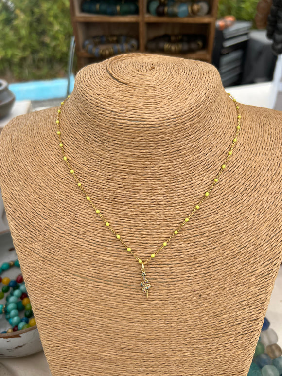 Neon yellow gem snake Necklace