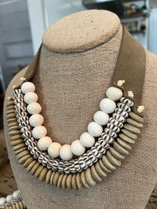 3 Strand Necklace • Naga Taupe Suede